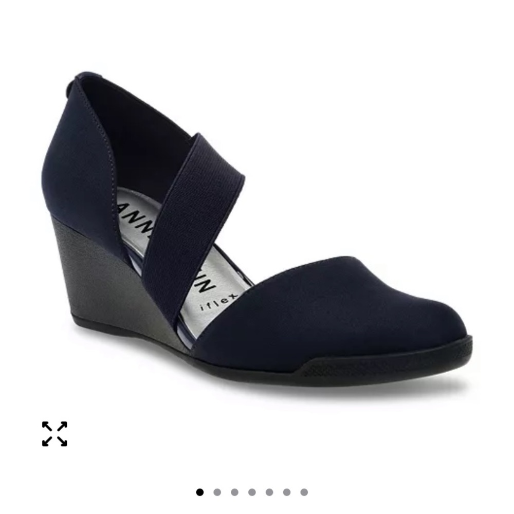 Anne Klein Navy Tara Strap d'Orsay Wedge